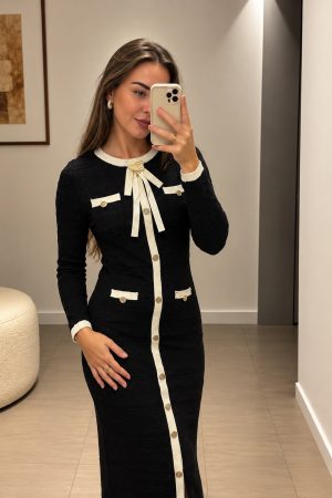 ISABELLE pletena obleka - črna