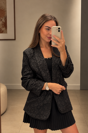 ISABELLA blazer s cvetličnim vzorcem - črn