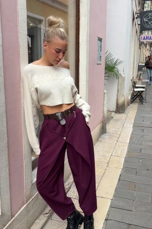RILEY široke hlače - bordo